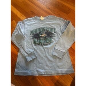 Vintage Bridgeport Bluefish Blue LS Youth Shirt‎ Unisex Youth S Defunct Baseball